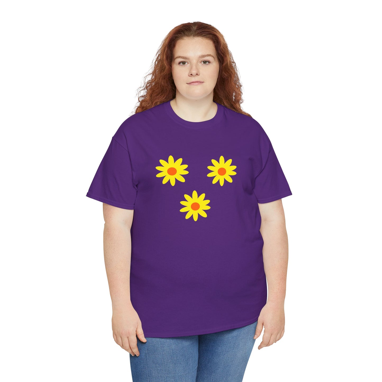 Trio Yellow Orange Daisy Pattern Tee - Daisies T-shirt