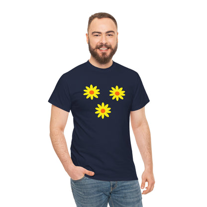 Trio Yellow Orange Daisy Pattern Tee - Daisies T-shirt