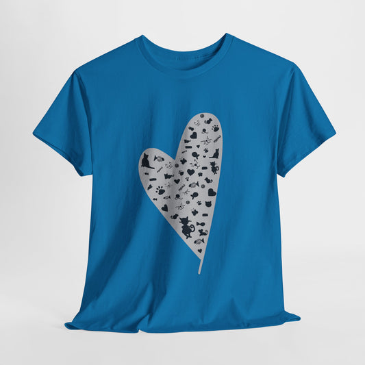 Cat Icons Heart T-shirt - Big Heart Tee