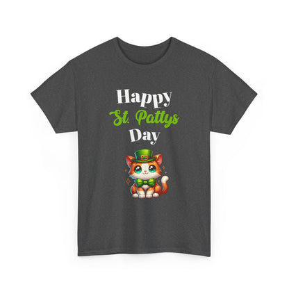 Happy St Patty's Day T-Shirt, Lucky Cat Tee, Kitty Leprechaun Top, Irish Festival Shirt, March 17 Apparel