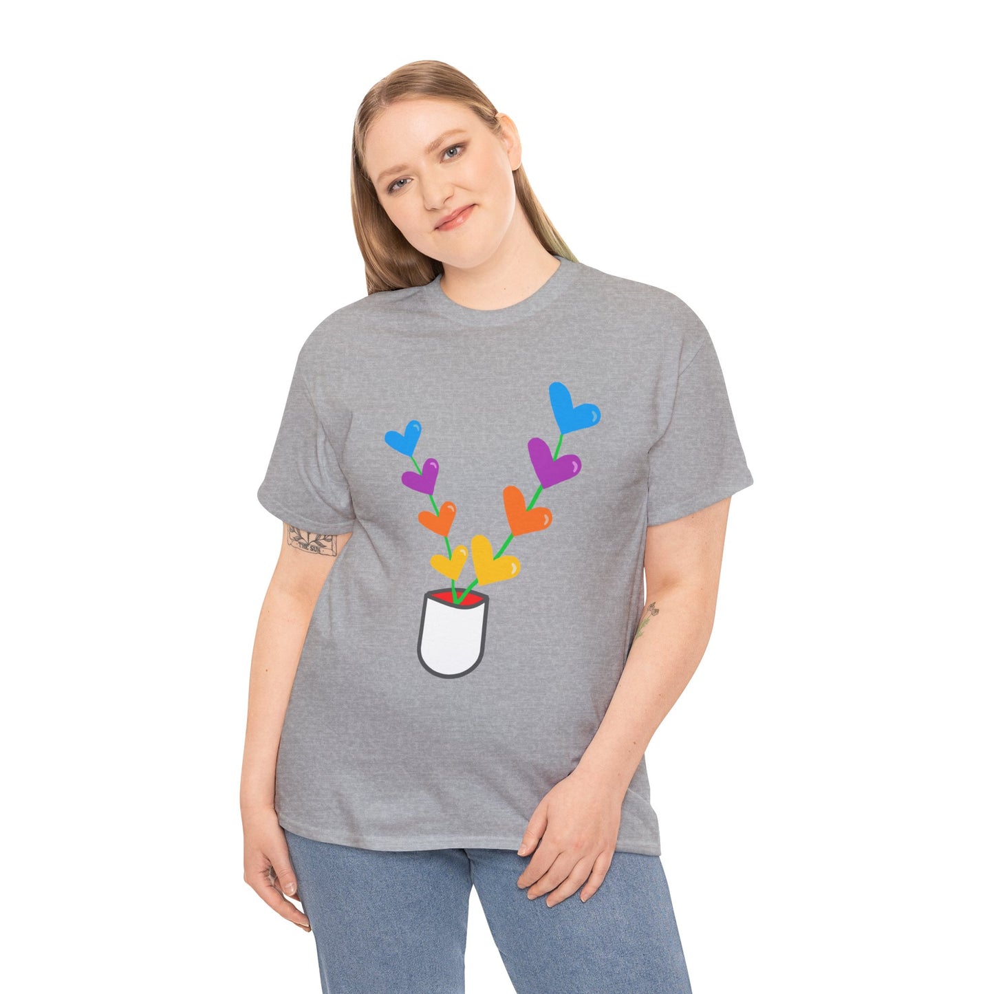 Colorful Heart Flowers T-shirt - Flower Pot Tee