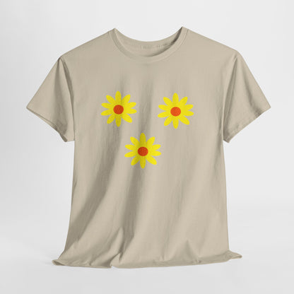 Trio Yellow Orange Daisy Pattern Tee - Daisies T-shirt