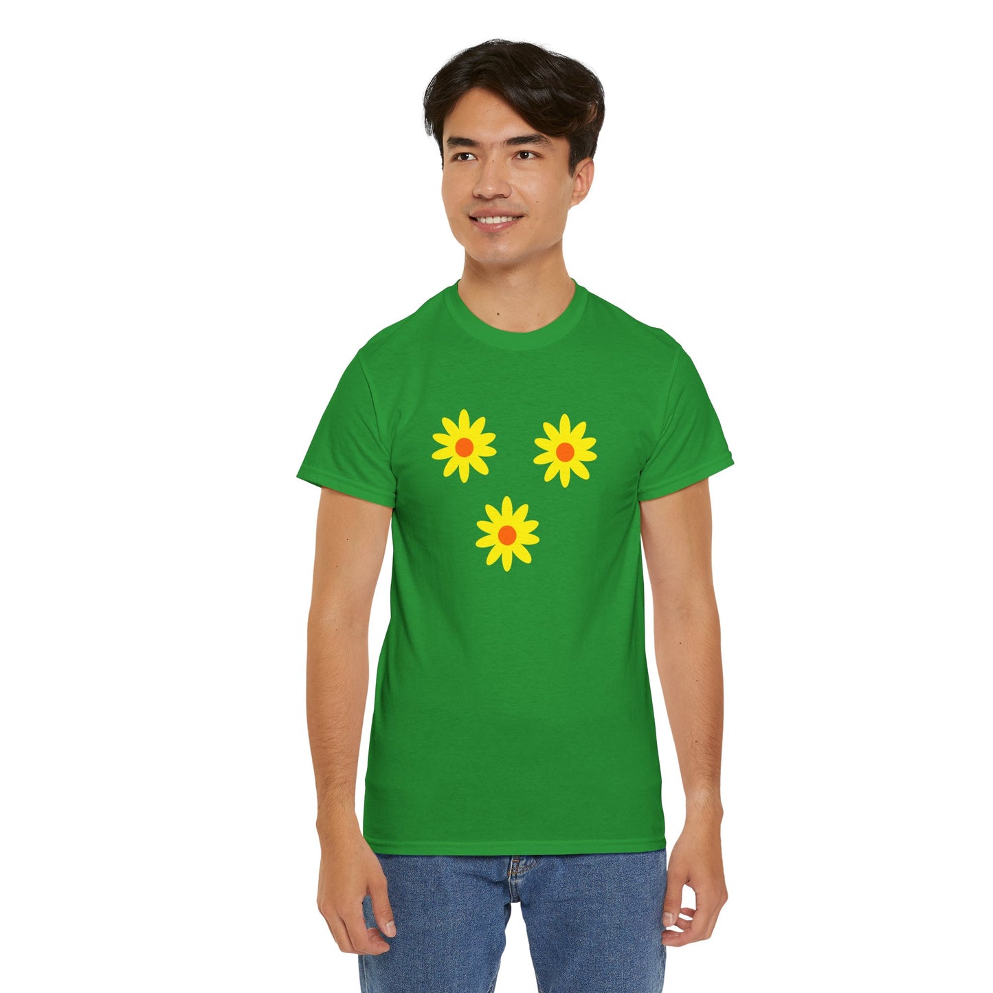 Trio Yellow Orange Daisy Pattern Tee - Daisies T-shirt