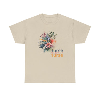 Nurse Floral T-shirt, Medical Scrubs Shirt, Hospital Staff Gift, Healthcare Worker Tee, Botanical Print Top