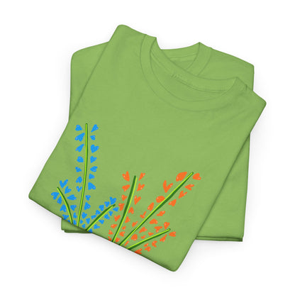 Blue Orange Wildflowers Tee - Unisex Heavy Cotton