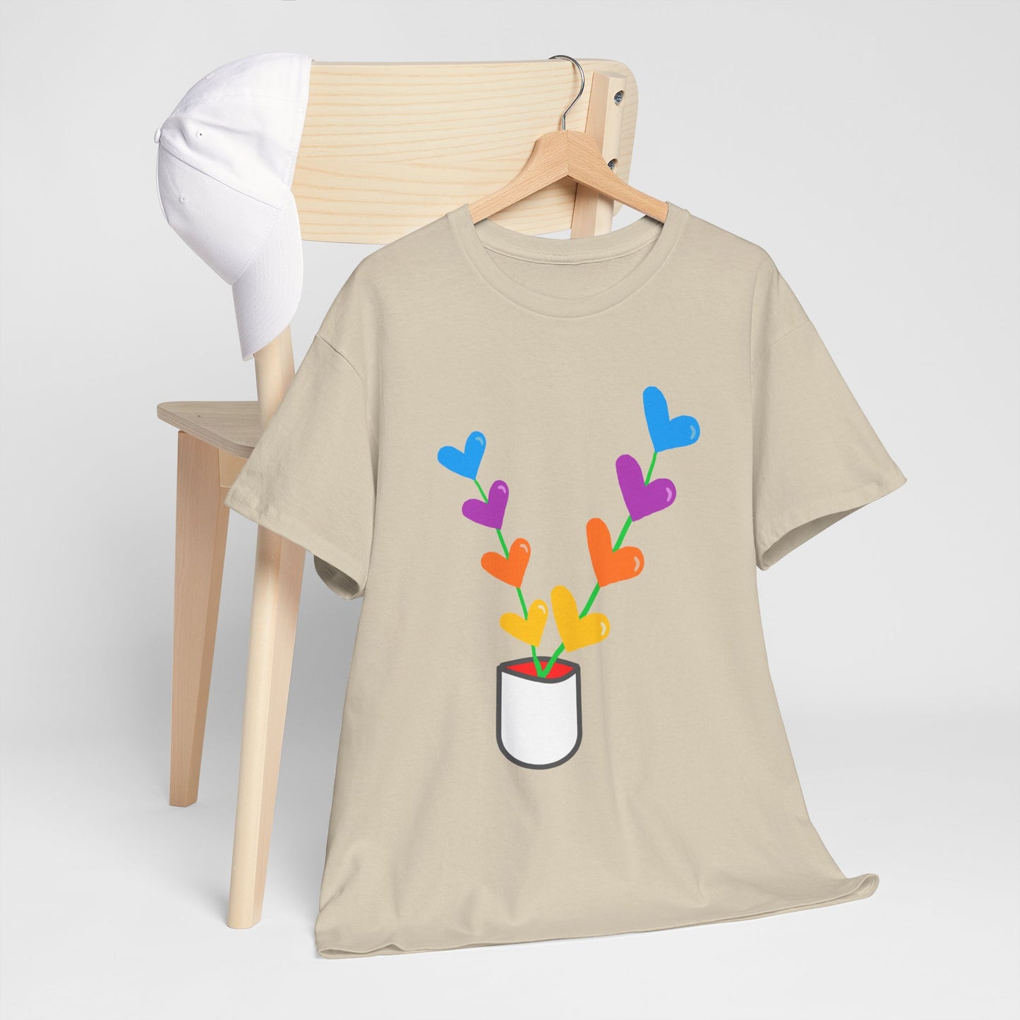 Colorful Heart Flowers T-shirt - Flower Pot Tee