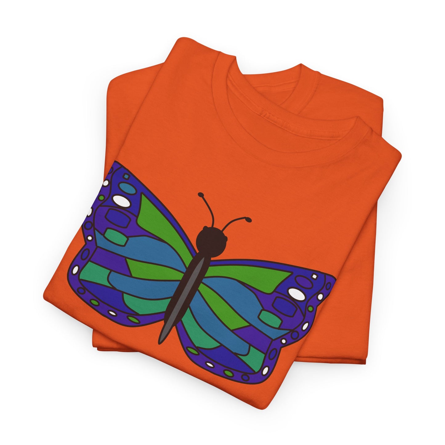 Butterfly Print Tee - Blue Green Butterfly Illustration T-shirt