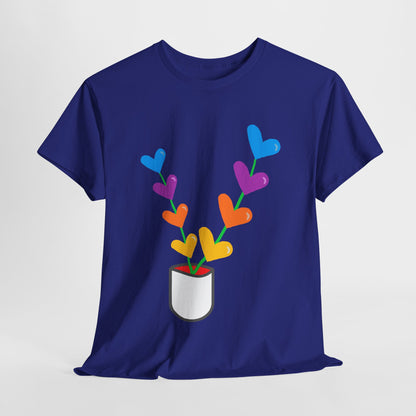 Colorful Heart Flowers T-shirt - Flower Pot Tee