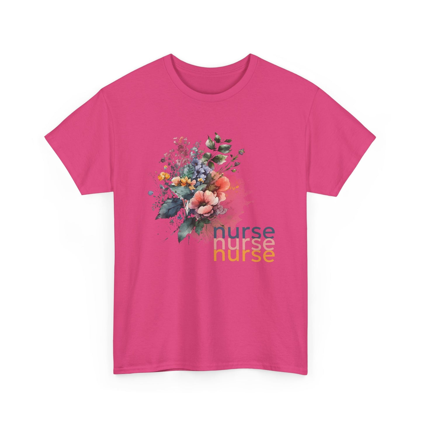 Nurse Floral T-shirt, Medical Scrubs Shirt, Hospital Staff Gift, Healthcare Worker Tee, Botanical Print Top