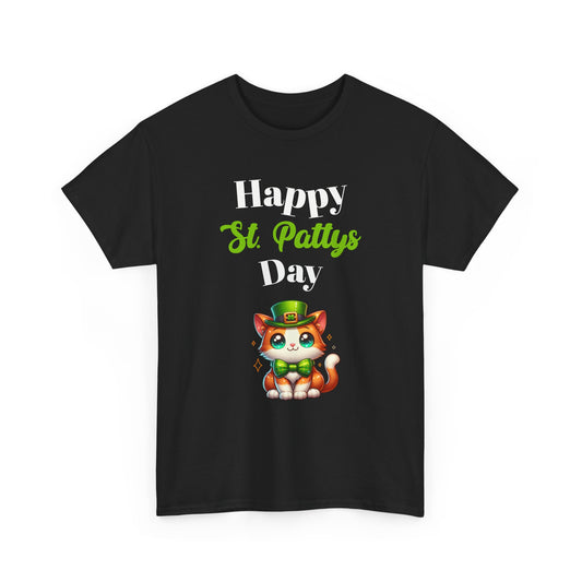 Happy St Patty's Day T-Shirt, Lucky Cat Tee, Kitty Leprechaun Top, Irish Festival Shirt, March 17 Apparel