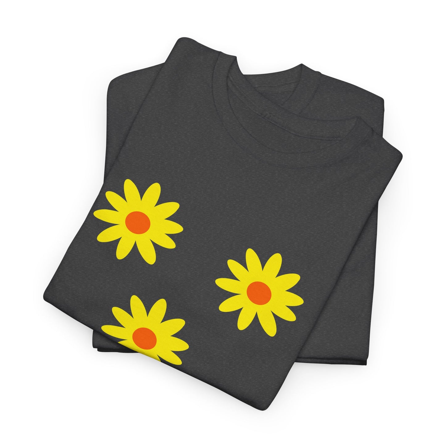 Trio Yellow Orange Daisy Pattern Tee - Daisies T-shirt