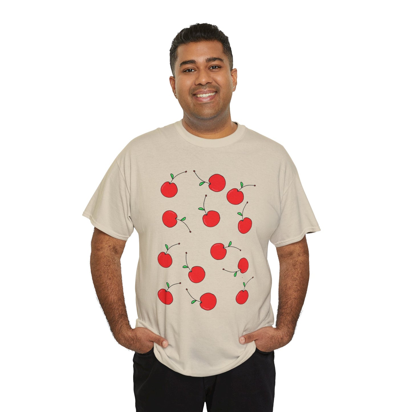 Red Cherry Pattern Frut T-shirt - Healthy Eating Tee