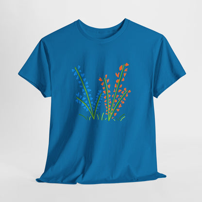 Blue Orange Wildflowers Tee - Unisex Heavy Cotton