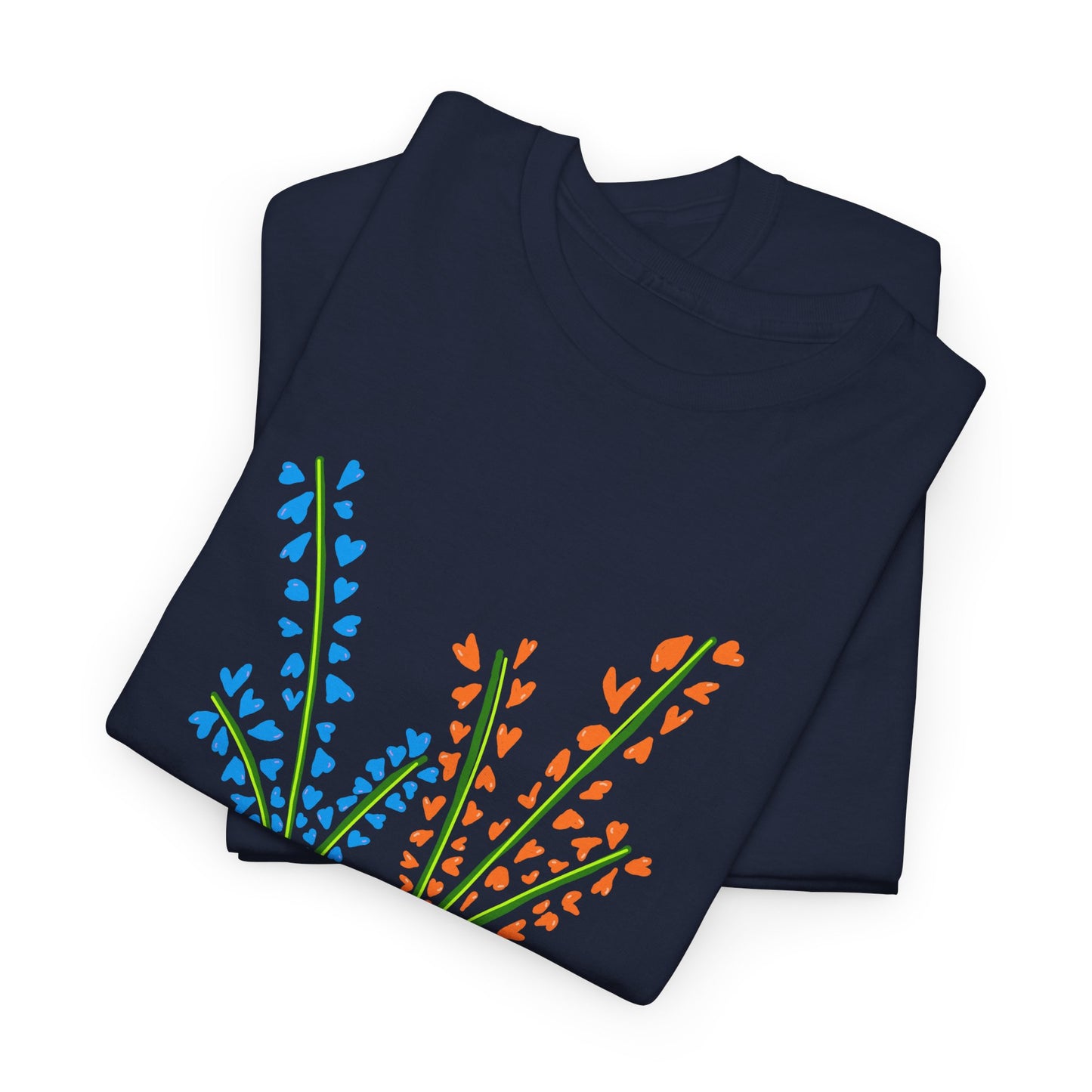 Blue Orange Wildflowers Tee - Unisex Heavy Cotton