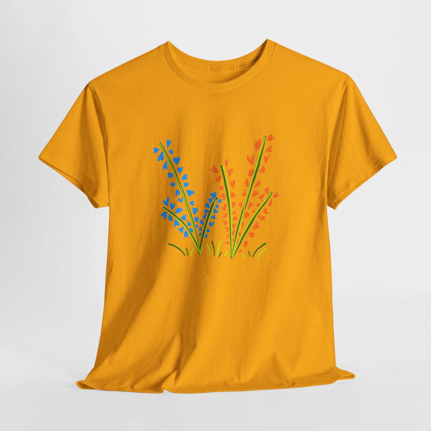 Blue Orange Wildflowers Tee - Unisex Heavy Cotton