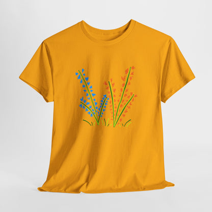 Blue Orange Wildflowers Tee - Unisex Heavy Cotton