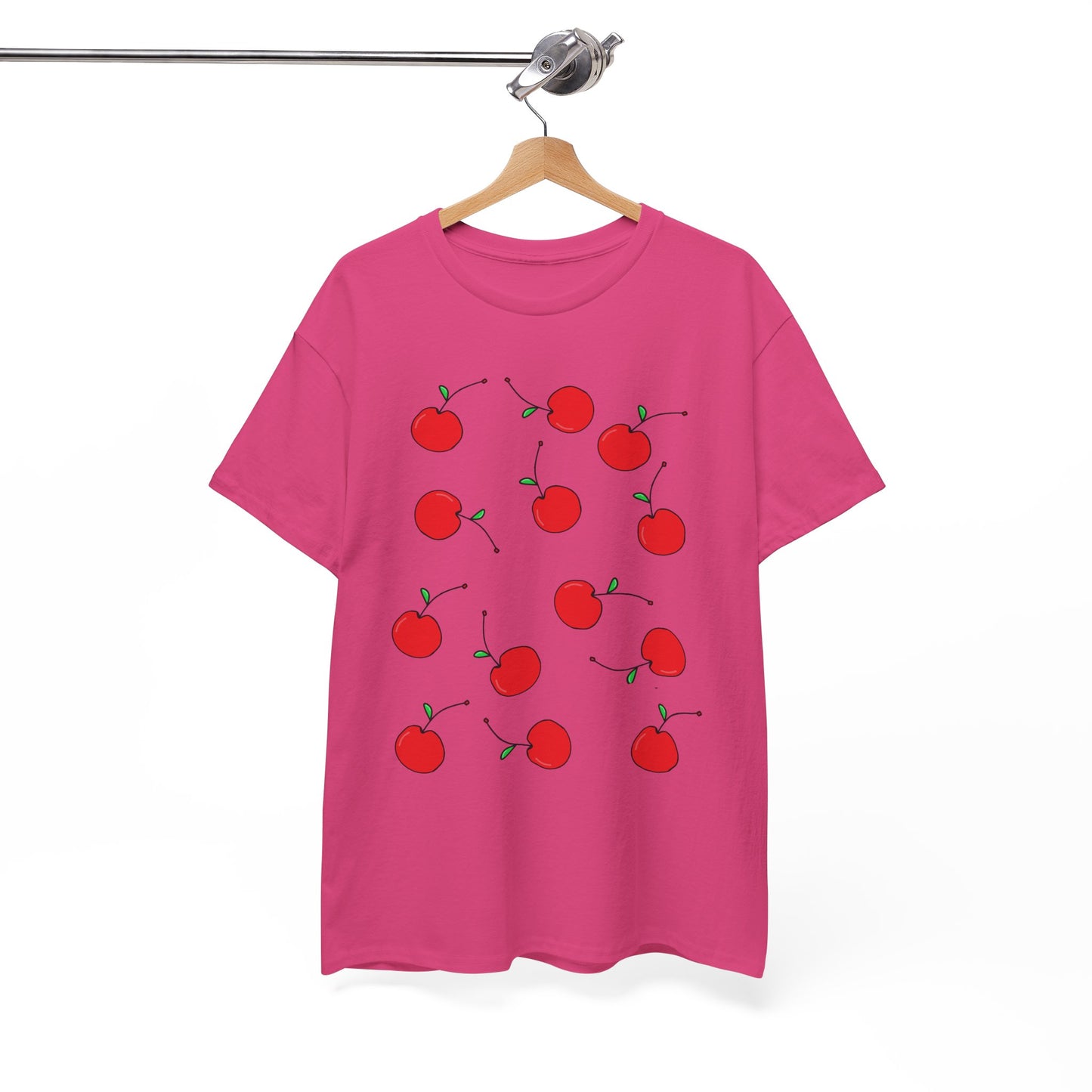 Red Cherry Pattern Frut T-shirt - Healthy Eating Tee