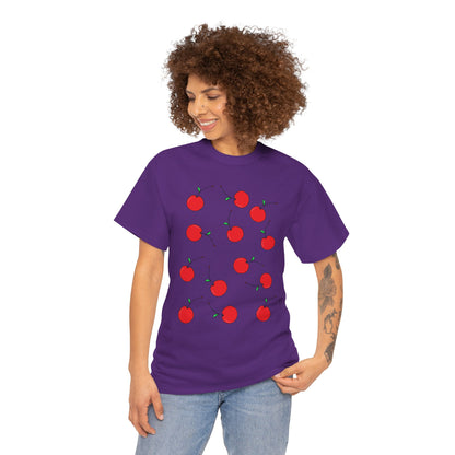 Red Cherry Pattern Frut T-shirt - Healthy Eating Tee