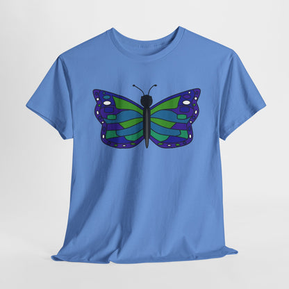 Butterfly Print Tee - Blue Green Butterfly Illustration T-shirt