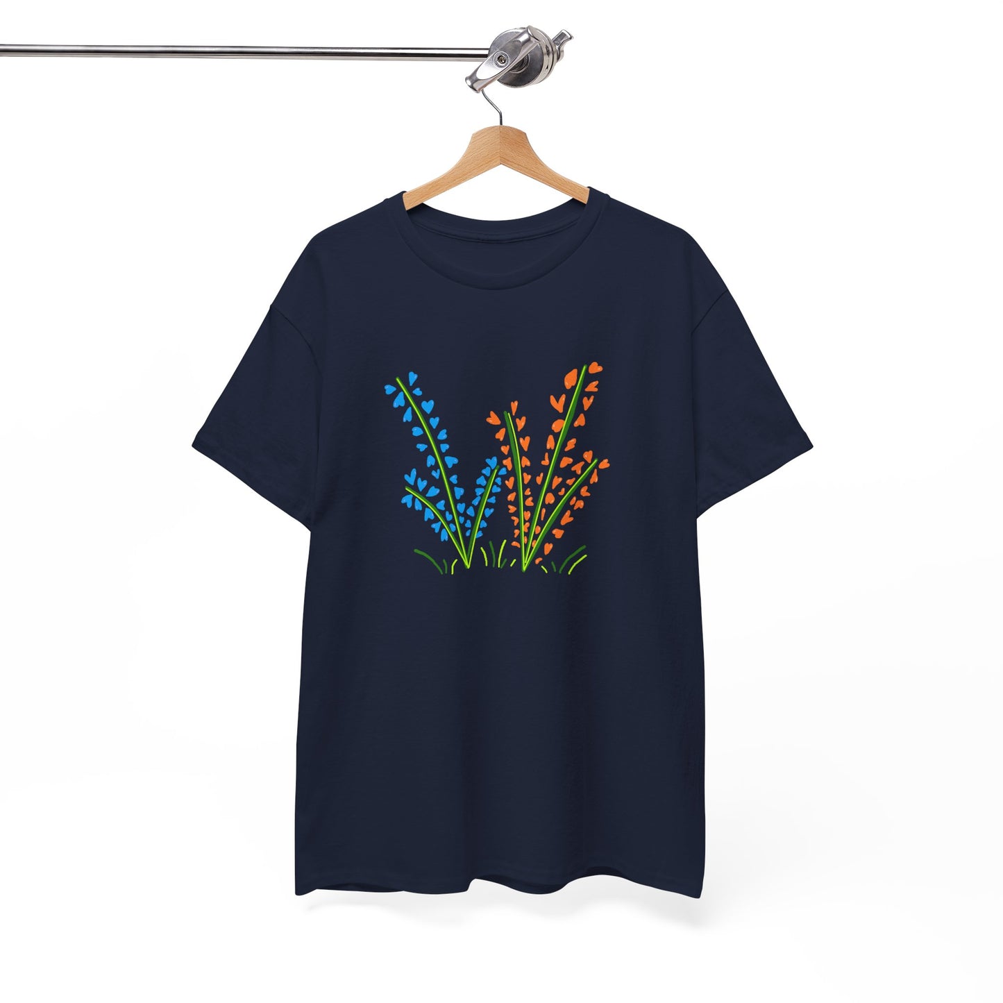 Blue Orange Wildflowers Tee - Unisex Heavy Cotton