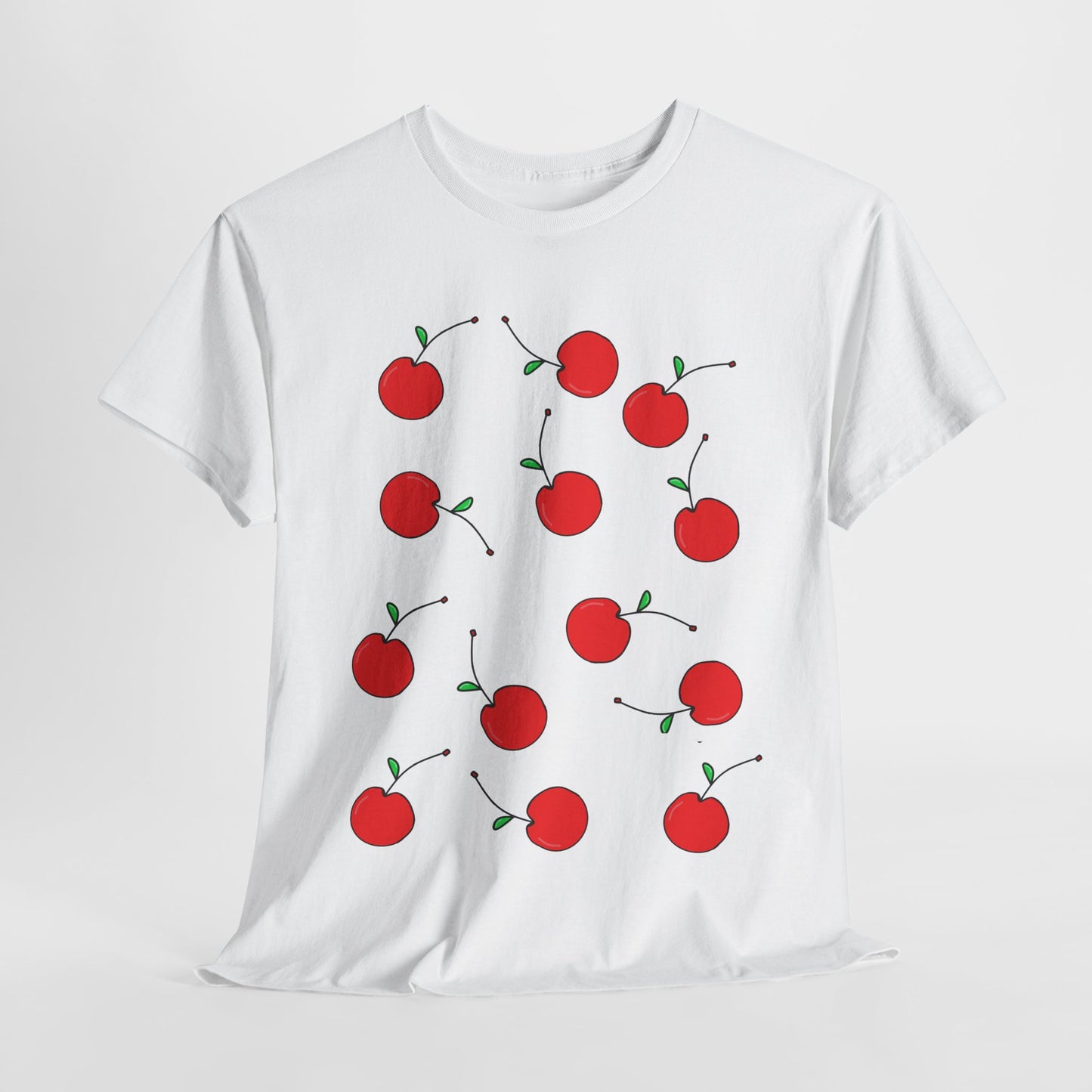 Red Cherry Pattern Frut T-shirt - Healthy Eating Tee