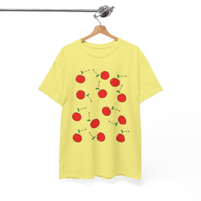 Red Cherry Pattern Frut T-shirt - Healthy Eating Tee