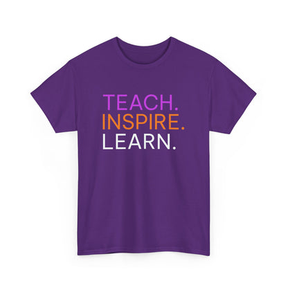 Teach Inspire Learn Teacher T-shirt for Women - Education Gift, Teaching Appreciation Shirt, School Staff Apparel, Educator Tee, Classroom