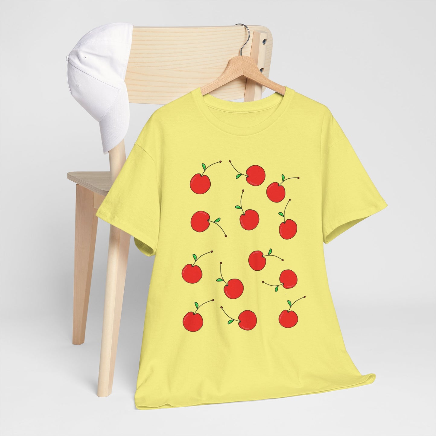 Red Cherry Pattern Frut T-shirt - Healthy Eating Tee