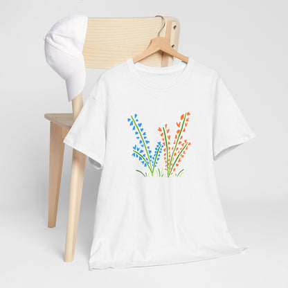 Blue Orange Wildflowers Tee - Unisex Heavy Cotton