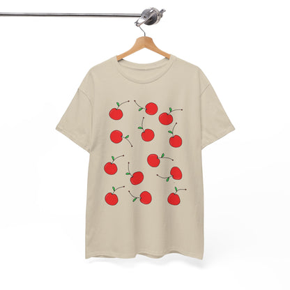 Red Cherry Pattern Frut T-shirt - Healthy Eating Tee