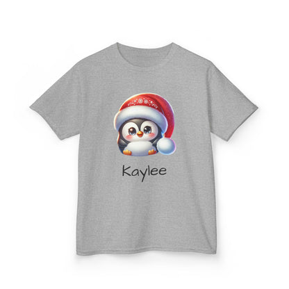 Kids T-Shirt - Cartoon Penguin Santa Hat Design