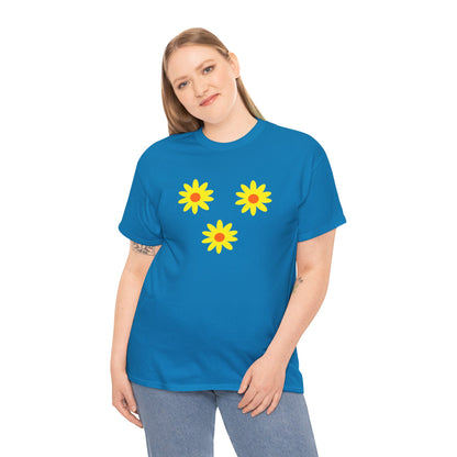 Trio Yellow Orange Daisy Pattern Tee - Daisies T-shirt