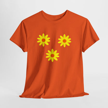 Trio Yellow Orange Daisy Pattern Tee - Daisies T-shirt