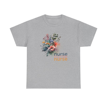 Nurse Floral T-shirt, Medical Scrubs Shirt, Hospital Staff Gift, Healthcare Worker Tee, Botanical Print Top