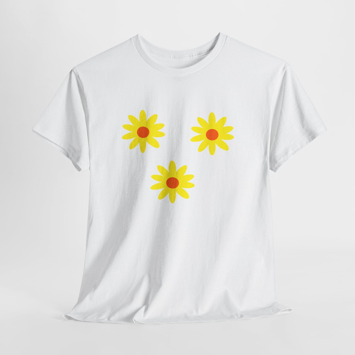 Trio Yellow Orange Daisy Pattern Tee - Daisies T-shirt