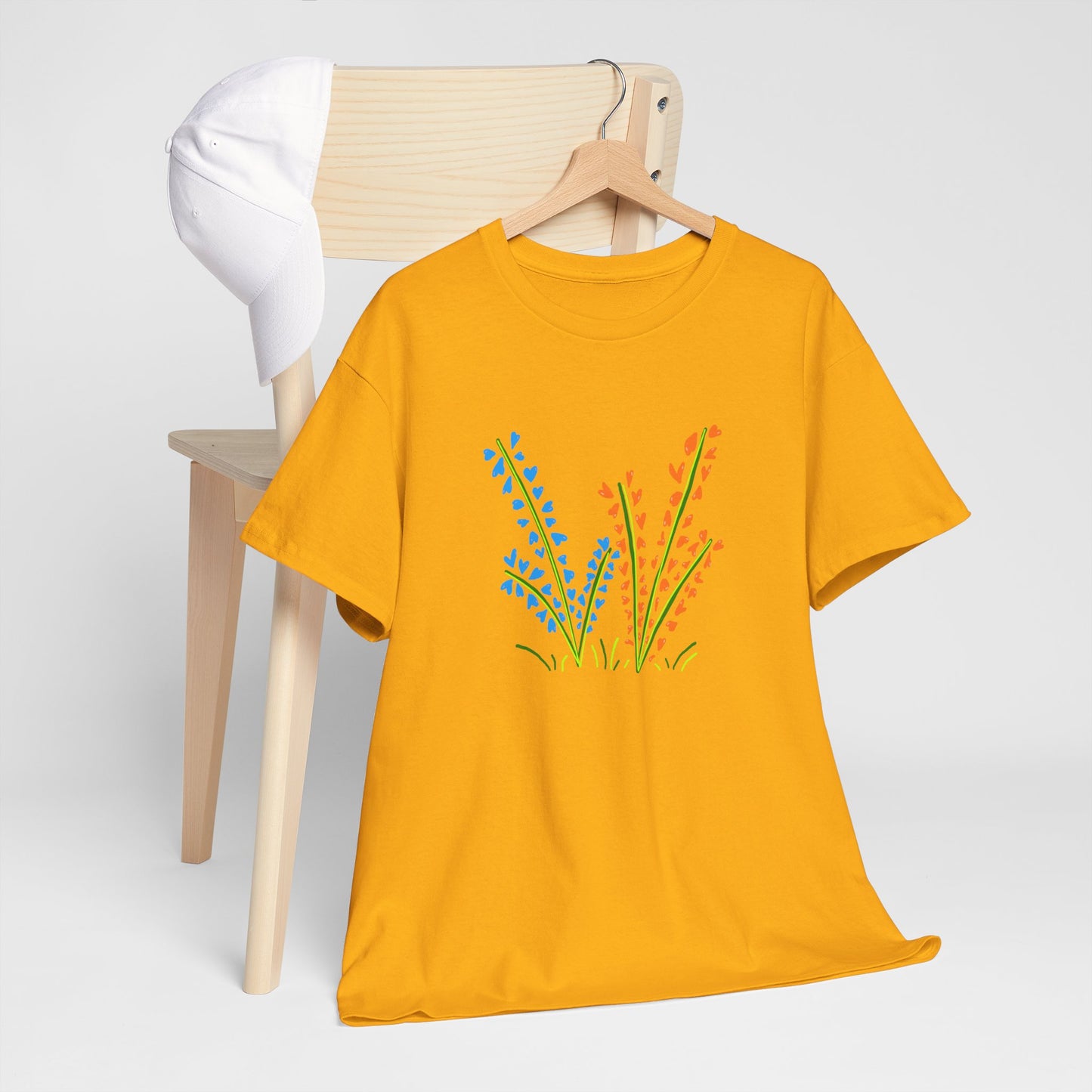 Blue Orange Wildflowers Tee - Unisex Heavy Cotton