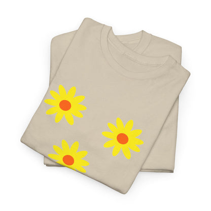 Trio Yellow Orange Daisy Pattern Tee - Daisies T-shirt