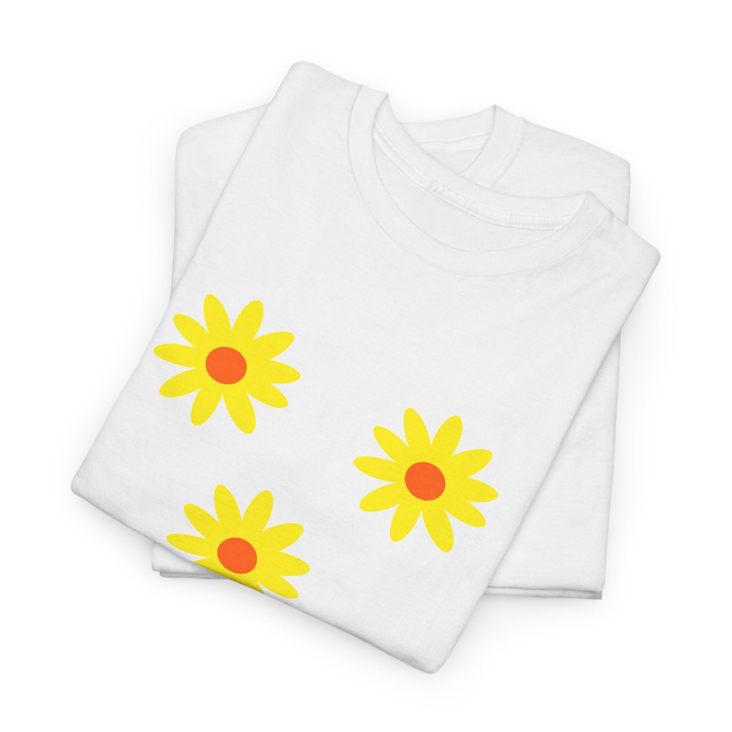 Trio Yellow Orange Daisy Pattern Tee - Daisies T-shirt