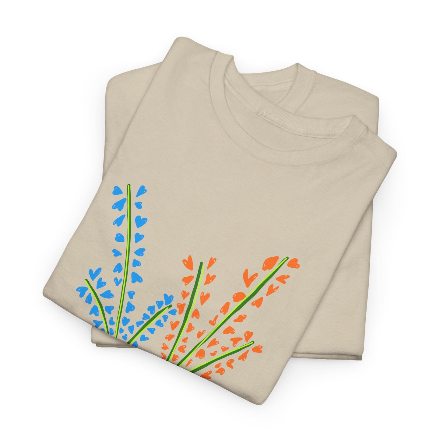 Blue Orange Wildflowers Tee - Unisex Heavy Cotton