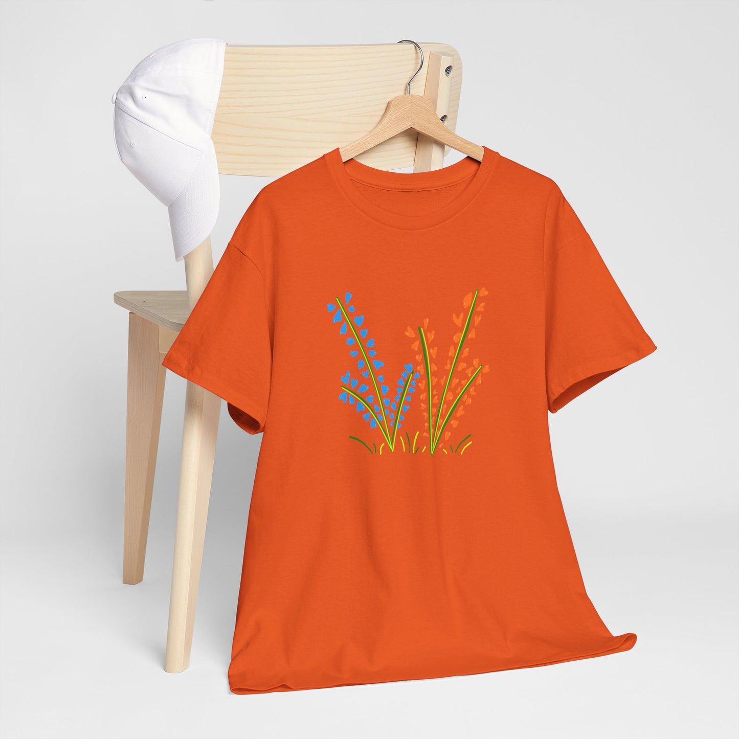 Blue Orange Wildflowers Tee - Unisex Heavy Cotton