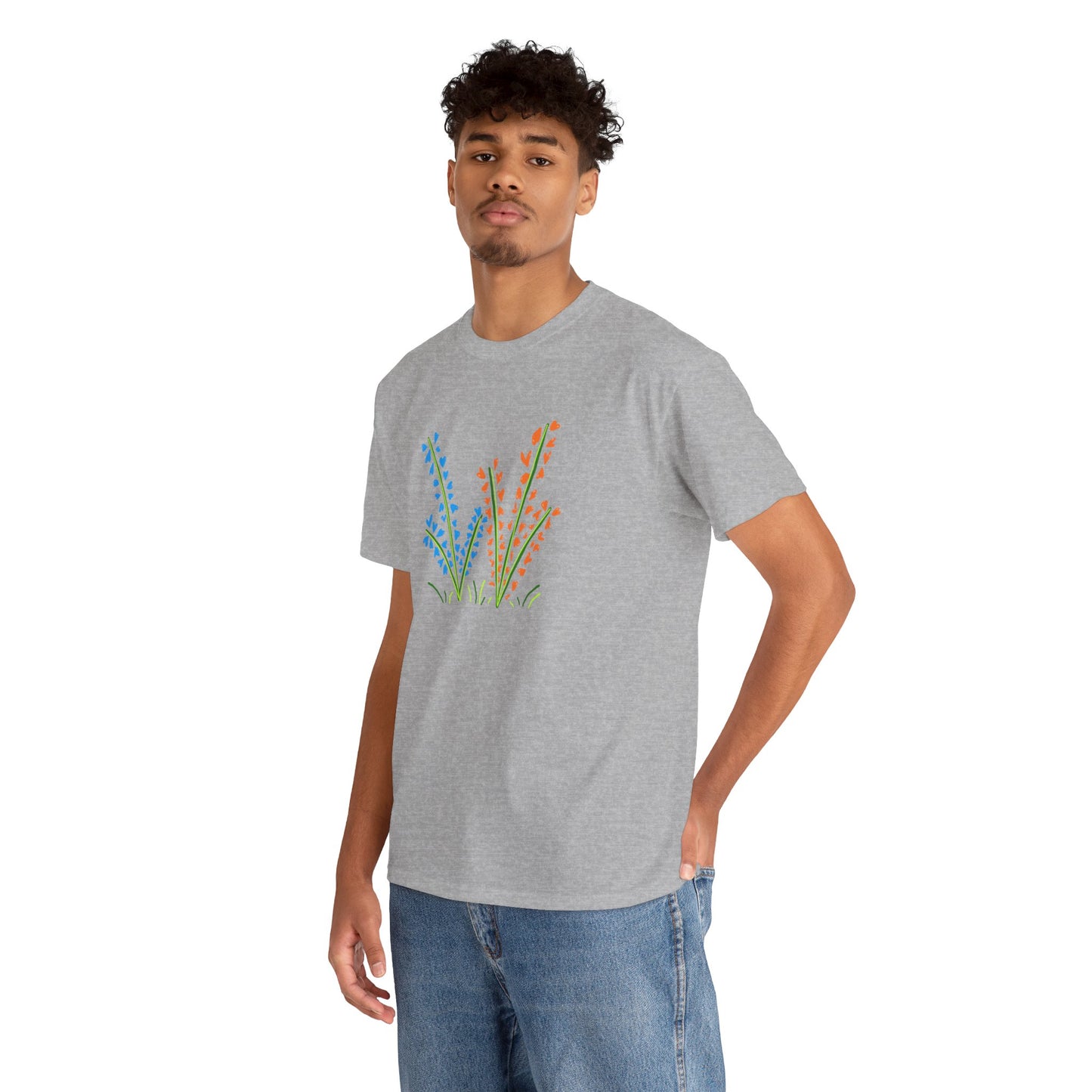 Blue Orange Wildflowers Tee - Unisex Heavy Cotton