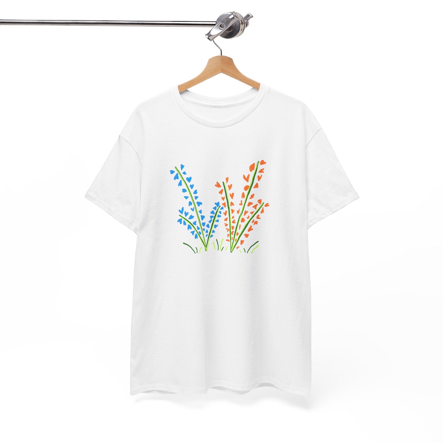 Blue Orange Wildflowers Tee - Unisex Heavy Cotton