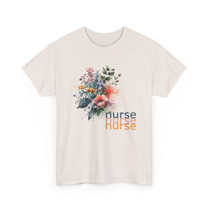 Nurse Floral T-shirt, Medical Scrubs Shirt, Hospital Staff Gift, Healthcare Worker Tee, Botanical Print Top