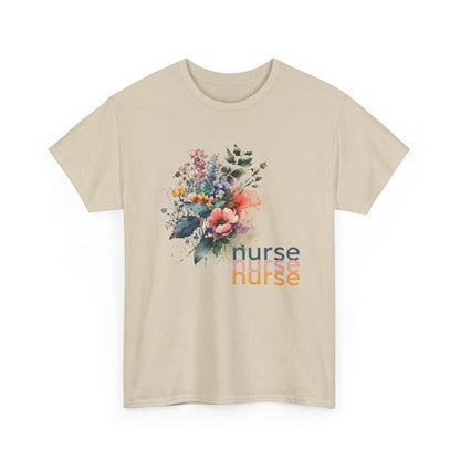 Nurse Floral T-shirt, Medical Scrubs Shirt, Hospital Staff Gift, Healthcare Worker Tee, Botanical Print Top