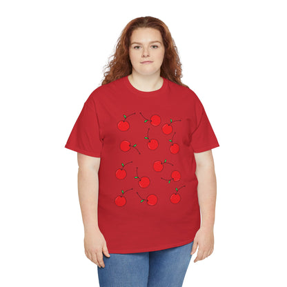 Red Cherry Pattern Frut T-shirt - Healthy Eating Tee