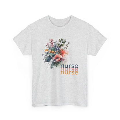 Nurse Floral T-shirt, Medical Scrubs Shirt, Hospital Staff Gift, Healthcare Worker Tee, Botanical Print Top