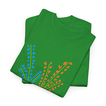 Blue Orange Wildflowers Tee - Unisex Heavy Cotton