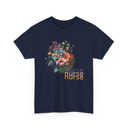 Nurse Floral T-shirt, Medical Scrubs Shirt, Hospital Staff Gift, Healthcare Worker Tee, Botanical Print Top