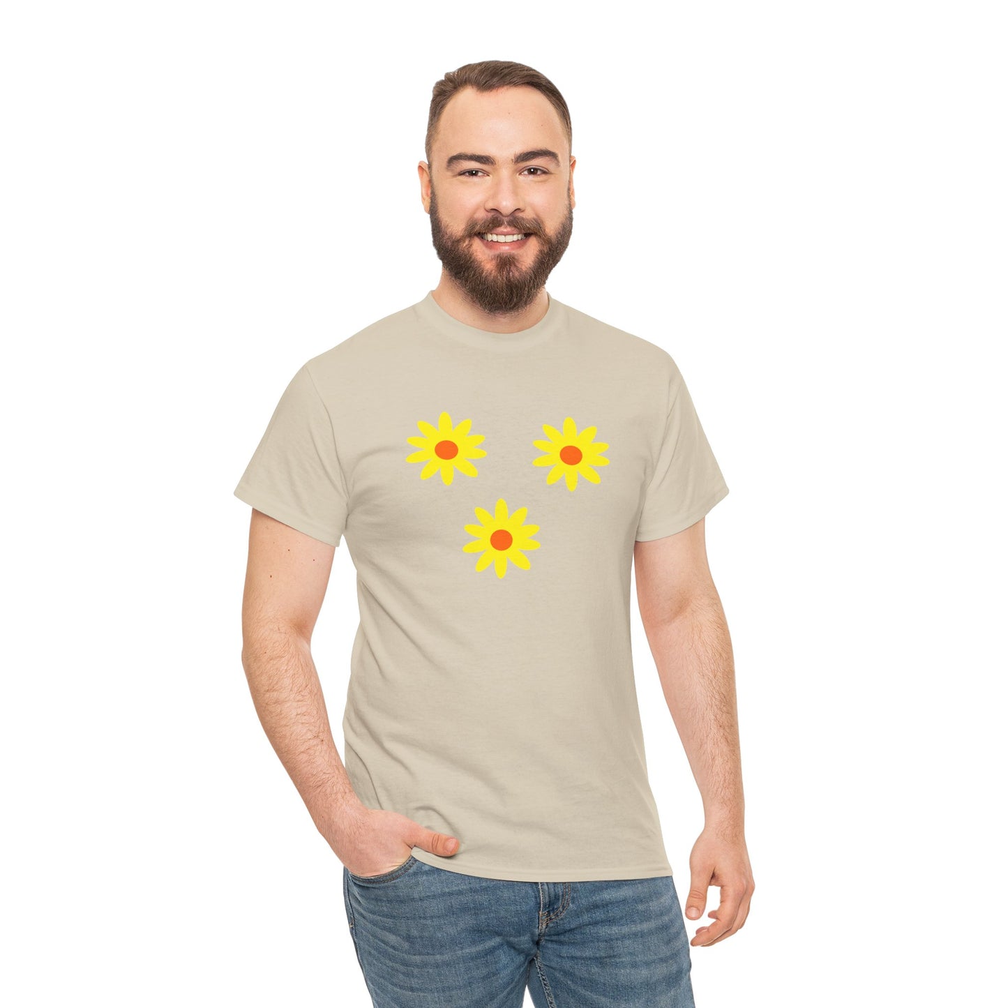 Trio Yellow Orange Daisy Pattern Tee - Daisies T-shirt