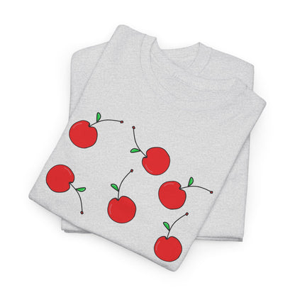 Red Cherry Pattern Frut T-shirt - Healthy Eating Tee